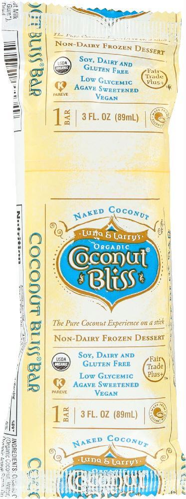 Luna & Larrys Coconut Bliss: Naked Coconut Ice Cream Bar, 3 Oz