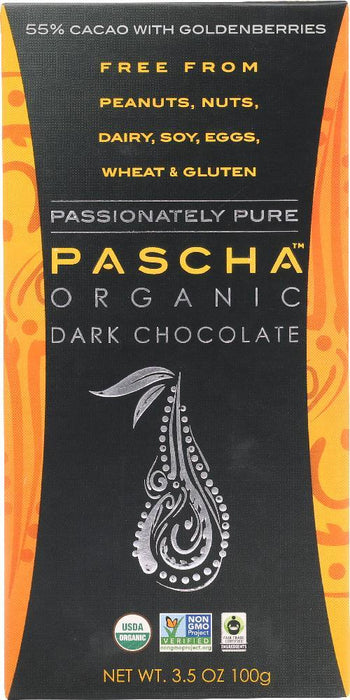 Pascha: Organic Dark Chocolate 55% Cacao With Goldenberries, 3.5 Oz