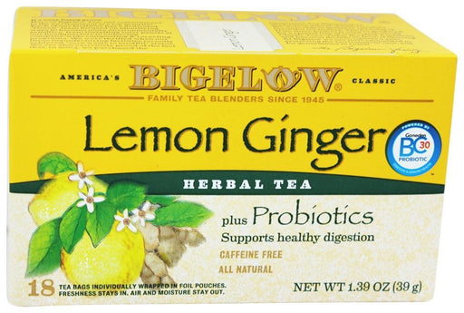 Bigelow: Herb Plus Probiotics Lemon Ginger Caffeine Free 18 Tea Bags, 1.39 Oz