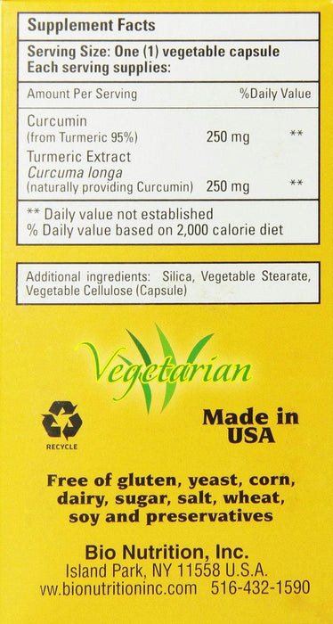 Bio Nutrition: Curcumin 500 From Turmeric, 50 Vegetarian Capsules