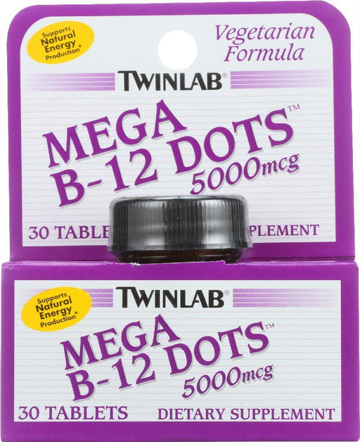 Twinlab: Mega B-12 Dots 5000 Mcg, 30 Tablets