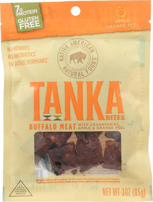 Tanka: Bites Buffalo Meat Apple Orange Peel, 3 Oz