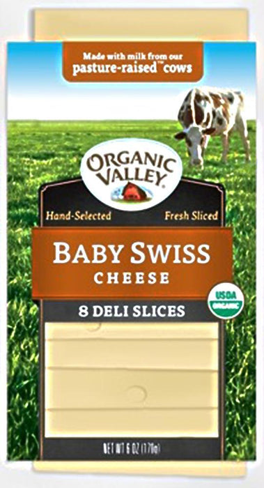 Organic Valley: Sliced Cheese Baby Swiss, 6 Oz