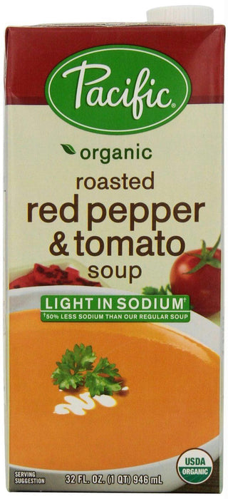 Pacific Foods: Organic Soup Roasted Red Pepper And Tomato Light In Sodium, 32 Oz