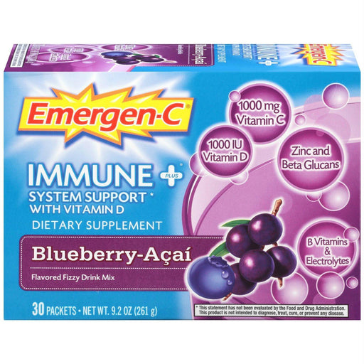 Emergen-c: Immune Plus System Support With Vitamin D Blueberry Acai, 30 Count