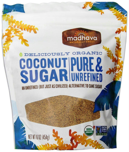 Madhava: Organic Coconut Sugar Pure And Unrefined, 16 Oz