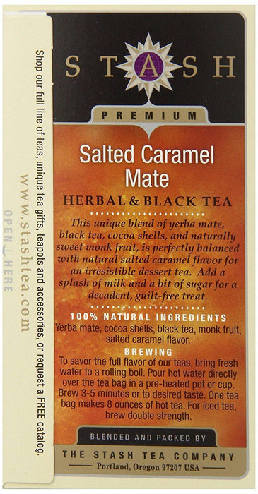 Stash Tea: Herbal & Black Tea Salted Caramel Mate, 18 Bg