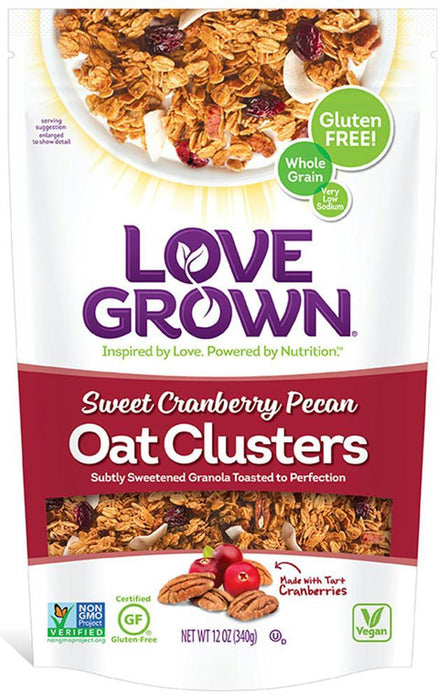 Love Grown Foods: Oat Clusters Sweet Cranberry Pecan Granola, 12 Oz