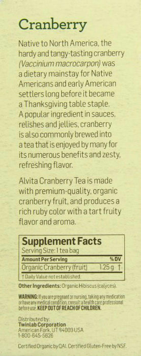 Alvita: Organic Herbal Tea Cranberry, 24 Tea Bags