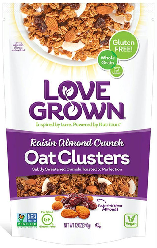 Love Grown: Oat Clusters Raisin Almond Crunch Granola, 12 Oz