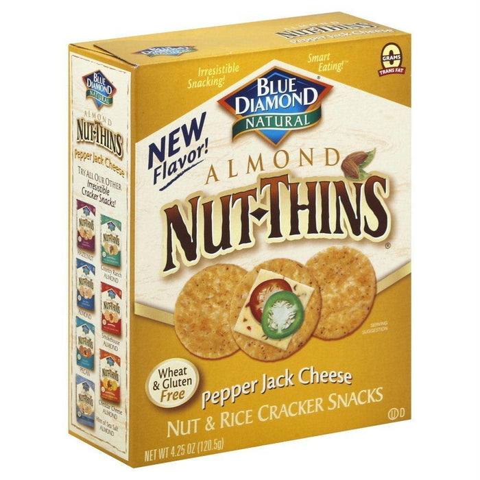 Blue Diamond: Almond Nut-thins Cracker Snacks Pepper Jack Cheese, 4.25 Oz