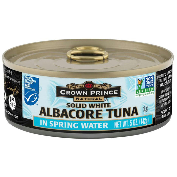 Crown Prince: Natural Albacore Tuna Solid White No Salt Added In Spring Water, 5 Oz