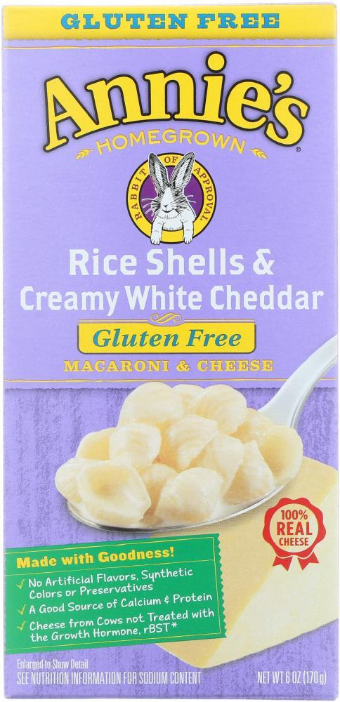 Annie's Homegrown: Rice Shells & Creamy White Cheddar Macaroni And Cheese Gluten Free, 6 Oz