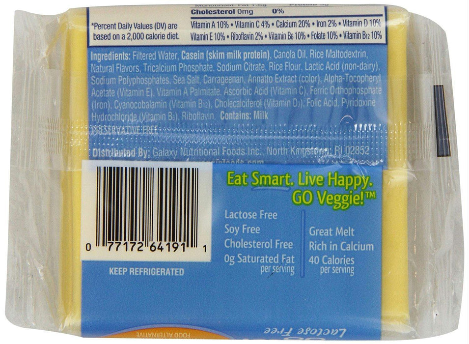 Go Veggie: Lactose Free Soy Free American Flavor Slices, 7.3 Oz