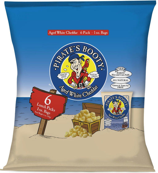 Pirate Brands: Baked Rice And Corn Puffs Aged White Cheddar 6 Packs (1 Oz Each), 6 Oz