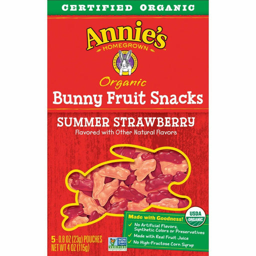 Annies Homegrown: Organic Bunny Fruit Snacks Summer Strawberry, 4 Oz