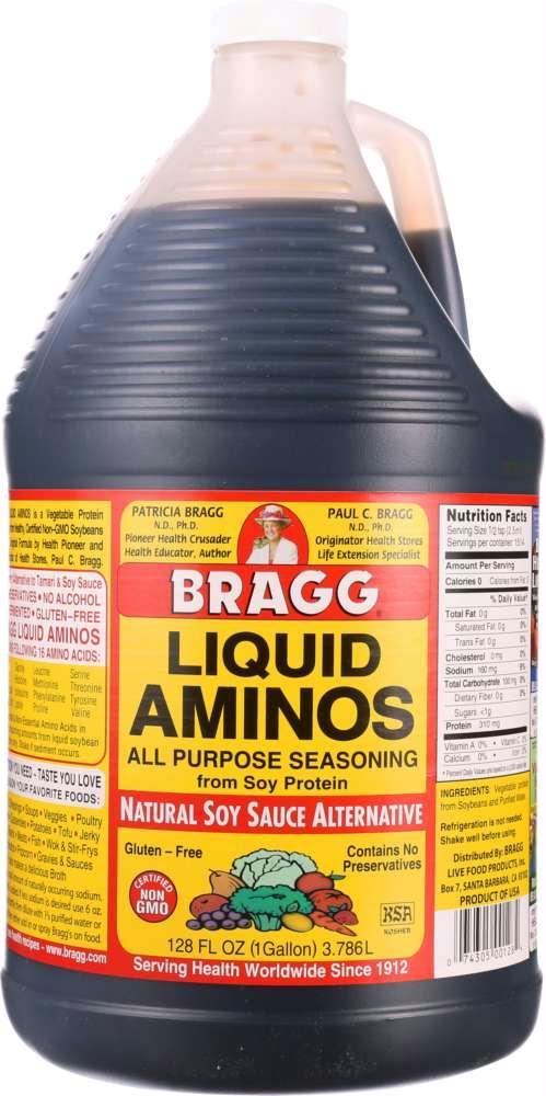 Bragg: Liquid Aminos All Purpose Seasoning Natural Soy Sauce Alternative, 1 Gallon