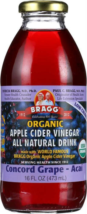 Bragg: Organic Apple Cider Vinegar All Natural Drink Concord Grape And Acai, 16 Oz