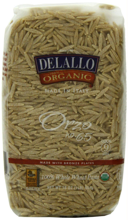 Delallo: Orzo No. 65 100% Organic Whole Wheat Pasta, 16 Oz