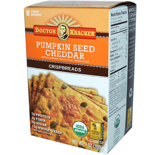 Doctor Kracker: Organic Crispbreads Pumpkin Seed Cheddar, 7 Oz