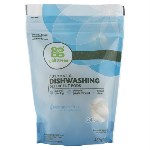 Grab Green: Automatic Dishwashing Detergent Fragrance Free, 15.2 Oz