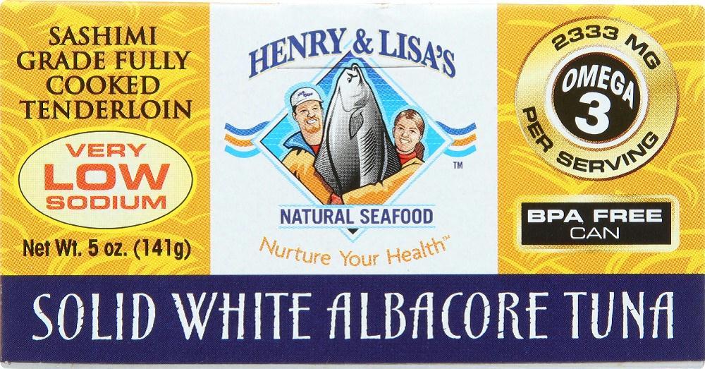 Henry & Lisa's: Natural Seafood Solid White Albacore Tuna Very Low Sodium, 5 Oz