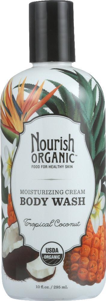 Nourish Organic: Moisturizing Cream Organic Body Wash Tropical Coconut, 10 Oz