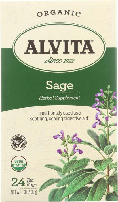 Alvita: Teas Organic Sage Caffeine Free 24 Tea Bags, 1.13 Oz