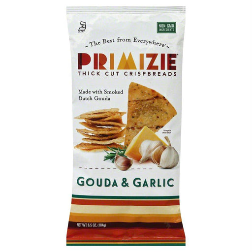 Primizie Snacks: Crispbreads Thick Cut Smoked Dutch Gouda And Garlic, 6.5 Oz