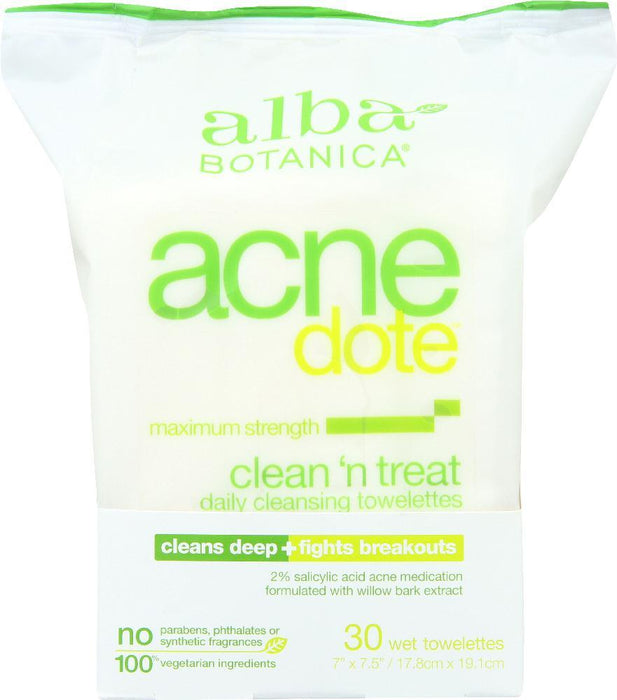 Alba Botanica: Acne Dote Daily Cleansing Towelettes Oil Free, 30 Count