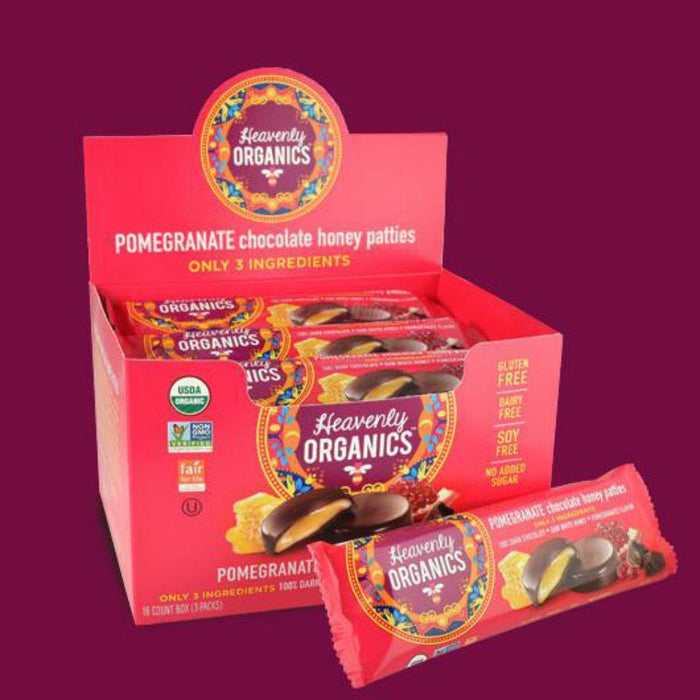 Heavenly Organics: Honey Patties Chocolate Pomegranate, 1.2 Oz