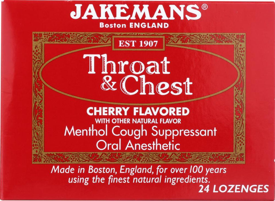 Jakemans: Lozenge Throat And Chest Cherry Menthol, 24 Pc