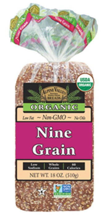 Alpine Valley: Bread Organic Nine Grain, 18 Oz