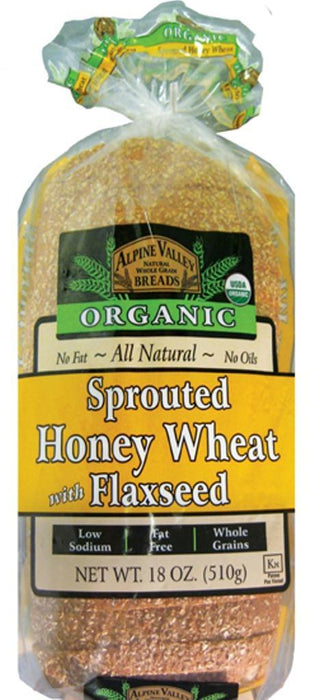 Alpine Valley: Bread Sprouted Honey Wheat With Flaxseed, 18 Oz