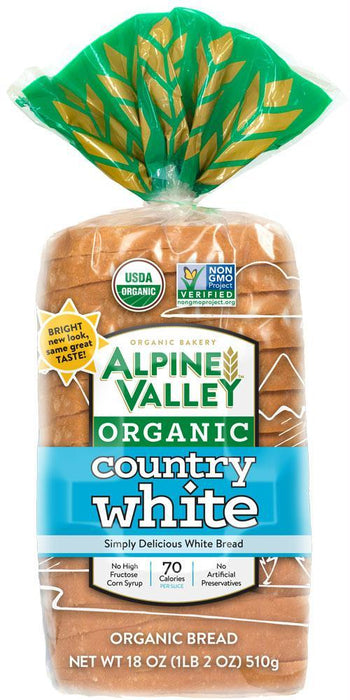 Alpine Valley: Bread Organic Country White, 18 Oz