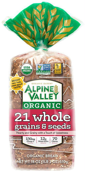 Alpine Valley: Bread Organic 21 Whole Grains, 18 Oz