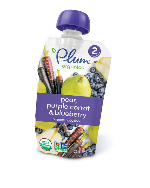 Plum Organics: Organic Baby Food Stage 2 Blueberry Pear & Purple Carrot, 4 Oz