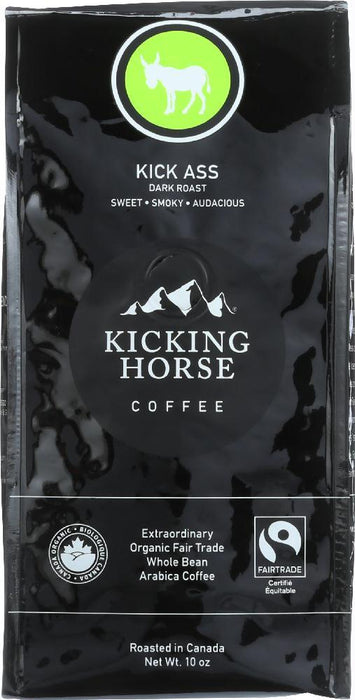 Kicking Horse Coffee: Kick Ass Dark Roast Whole Bean, 10 Oz