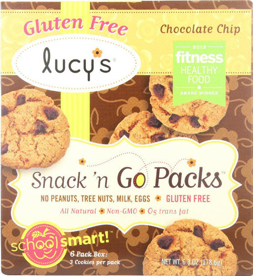 Lucy's: Gluten Free Chocolate Chip Cookies Snack 'n Go Packs, 6.3 Oz