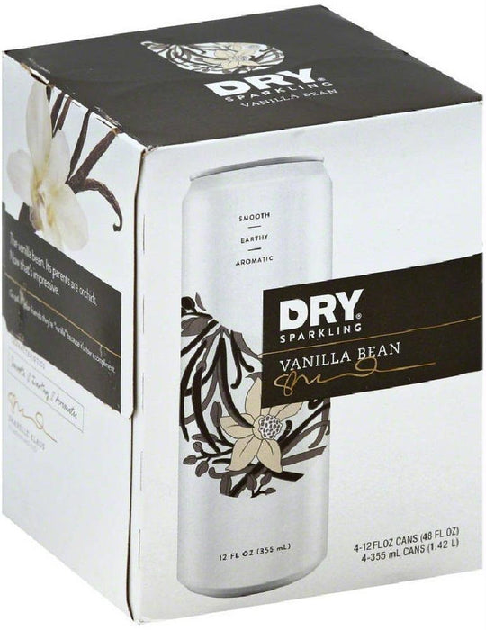 Dry: Soda Dry Sparkling Vanilla Bean Can 4 Pack, 48 Oz