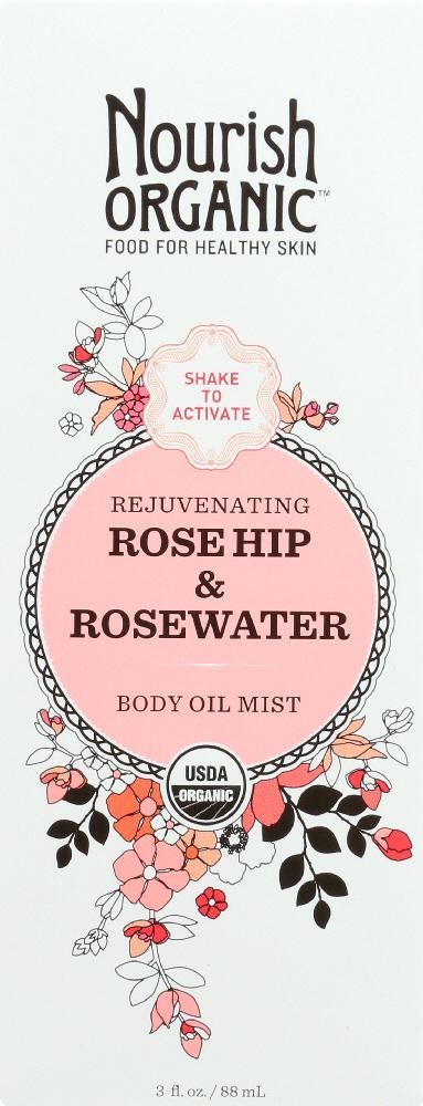 Nourish Organic: Rejuvenating Rose Hip & Rosewater Body Oil Mist, 3 Oz