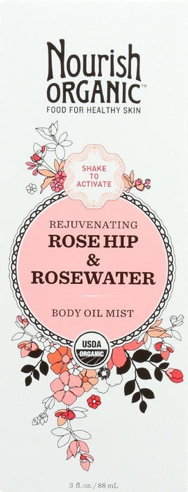 Nourish Organic: Rejuvenating Rose Hip & Rosewater Body Oil Mist, 3 Oz