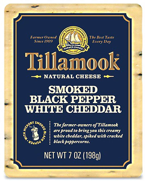 Tillamook:  Smoked Black Pepper White Cheddar Natural Cheese, 7 Oz