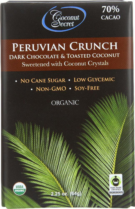 Coconut Secret: Organic Peruvian Crunch Dark Chocolate & Toasted Coconut , 2.25 Oz