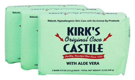 Kirk's: Original Coco Castile Soap With Aloe Vera Pack Of 3 (4 Oz Each), 12 Oz