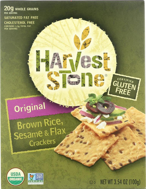 Harvest Stone: Original Brown Rice Sesame & Flax Crackers, 3.54 Oz