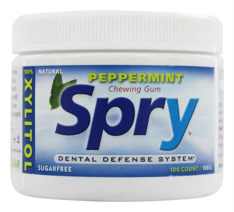 Spry: Peppermint Chewing Gum 100 Pieces, 108 Gm