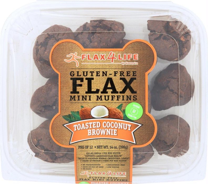 Flax4life: Mini Muffins, Toasted Coconut Brownie, 14 Oz