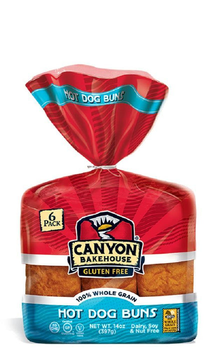 Canyon Bakehouse: Hot Dog Buns Gluten-free Wholegrain 6 Pk, 14 Oz