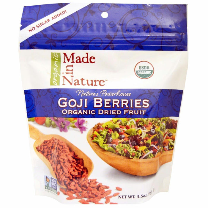 Made In Nature: Organic Dried Fruit Goji Berries, 3.5 Oz